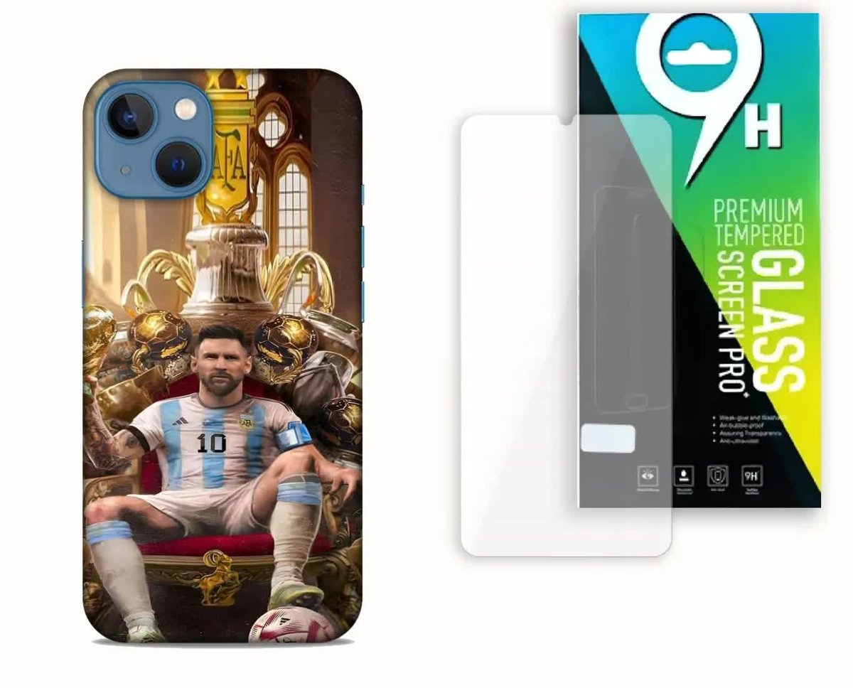 Zestaw Etui Case + Szkło Hartowane Do Apple Iphone 14 - Leo Król Futbolu Ar
