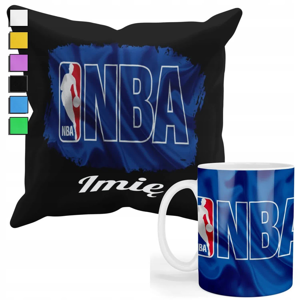 Zestaw Kubek + Poduszka Z Poszewką- Prezent Dla Fana Nba Koszykówka + Imię