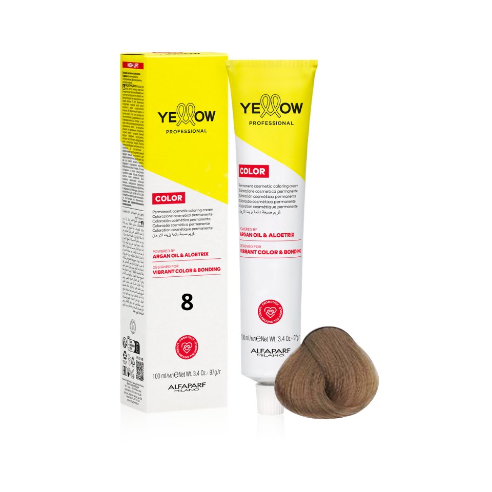 ALFAPARF YELLOW Farba do włosów 8 - Jasny naturalny blond - 100ml - NOWA