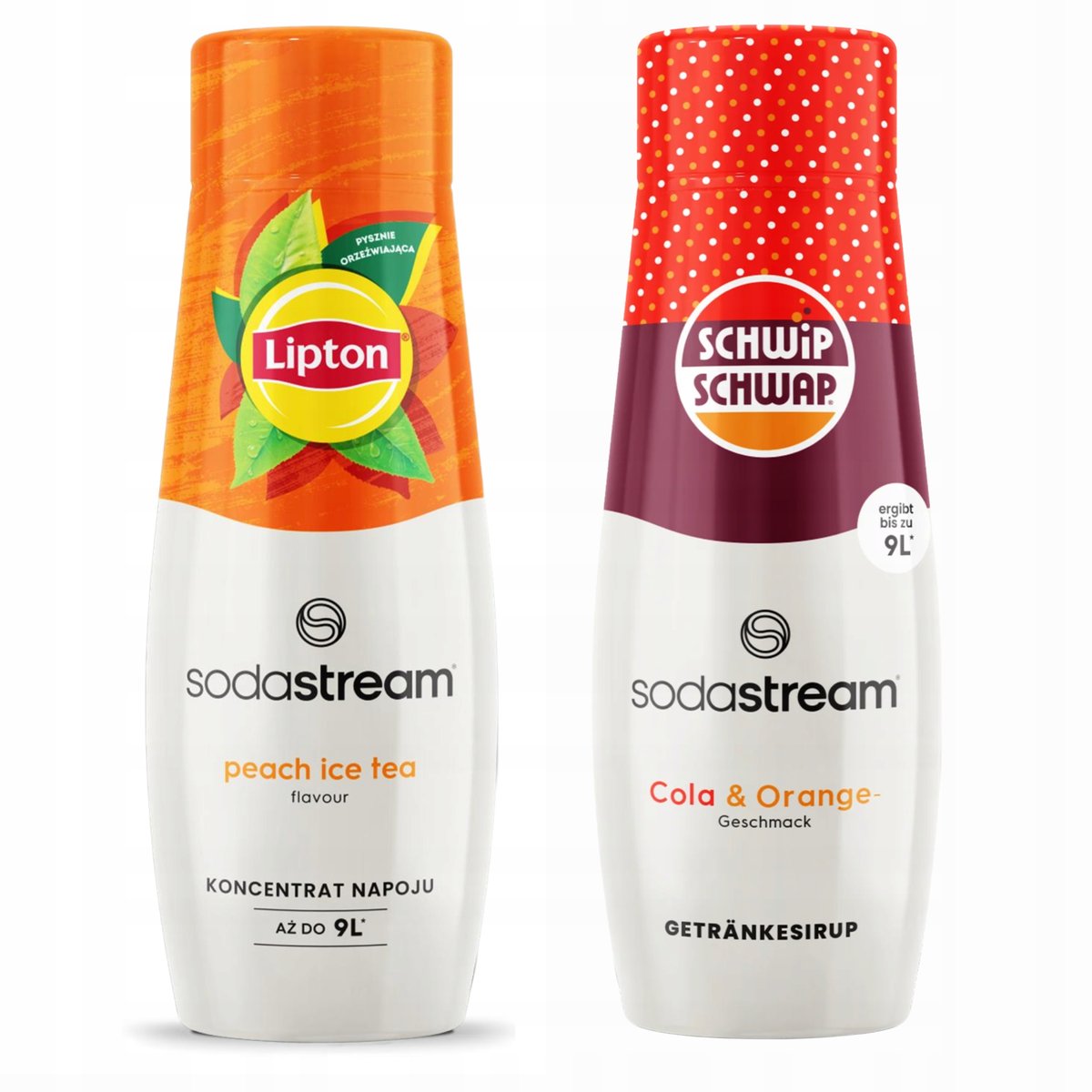 2x syrop Sodastream Lipton Ice Tea Brzoskwinia + Shwip Shwap Cola Orange