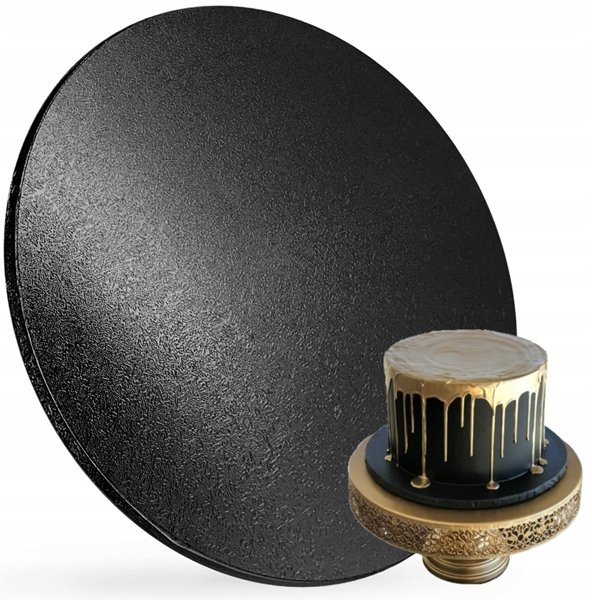 Podkład pod tort 25 cm gruby okrągły czarny podkładka pod tort ciasto mocny