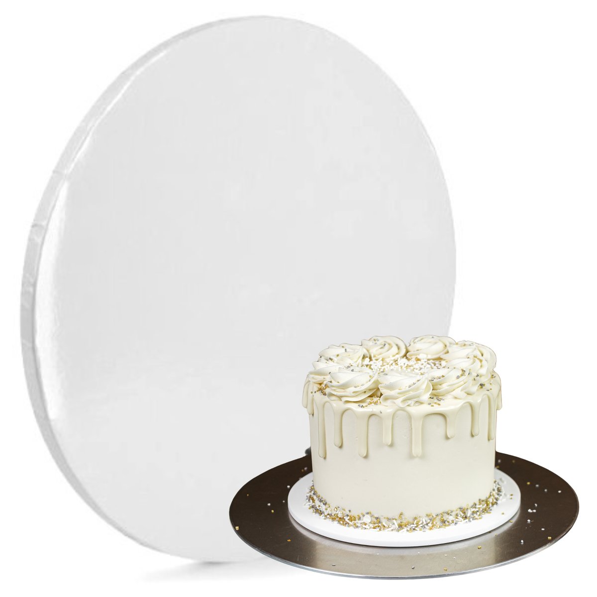 Podkład pod tort piętrowy 30 cm sztywny gruby okrągły biały podkładka mocny