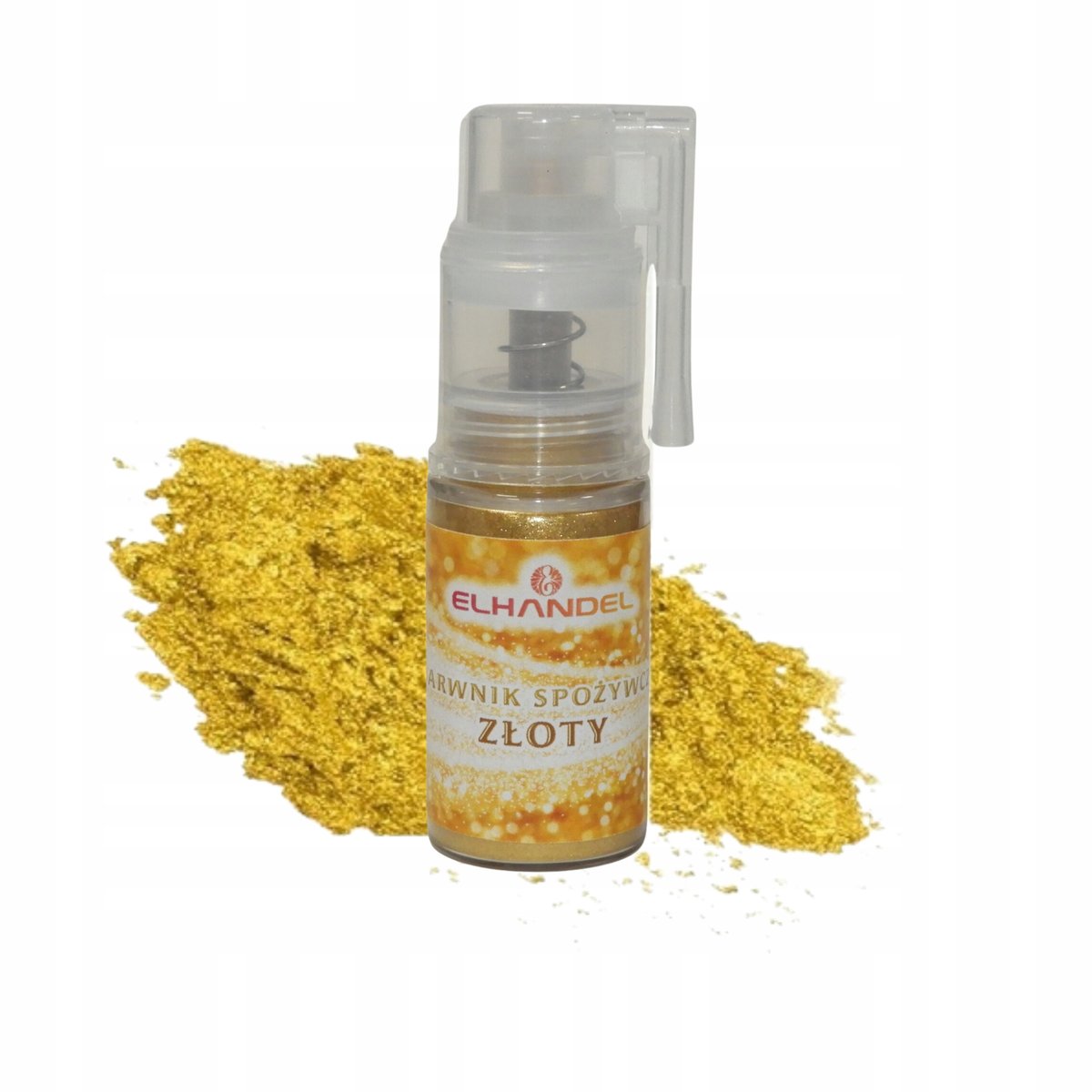 BARWNIK SPOŻYWCZY ZŁOTY W PROSZKU W SPRAYU BROKAT POMPKA PYŁEK 5g WYDAJNY