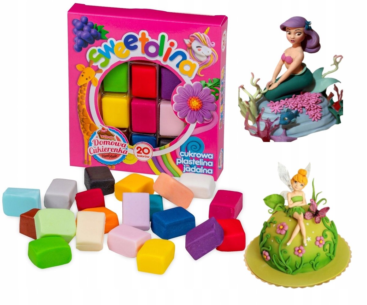 PLASTELINA cukrowa JADALNA do modelowania MASA CUKROWA 20 KOLOR LUKIER 300g