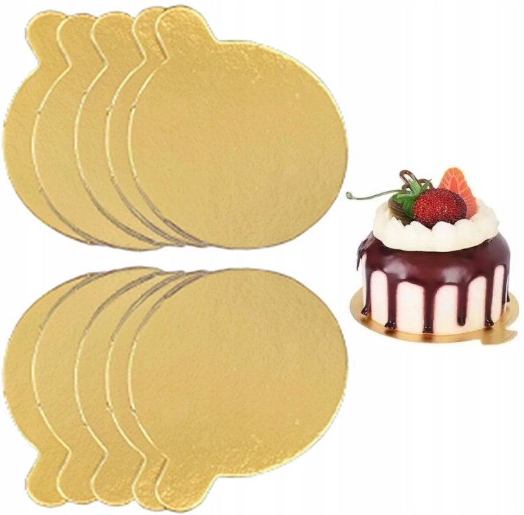 Podkład pod tort złoty podkładka monoporcje bankietówka 7cm okrągła 10szt