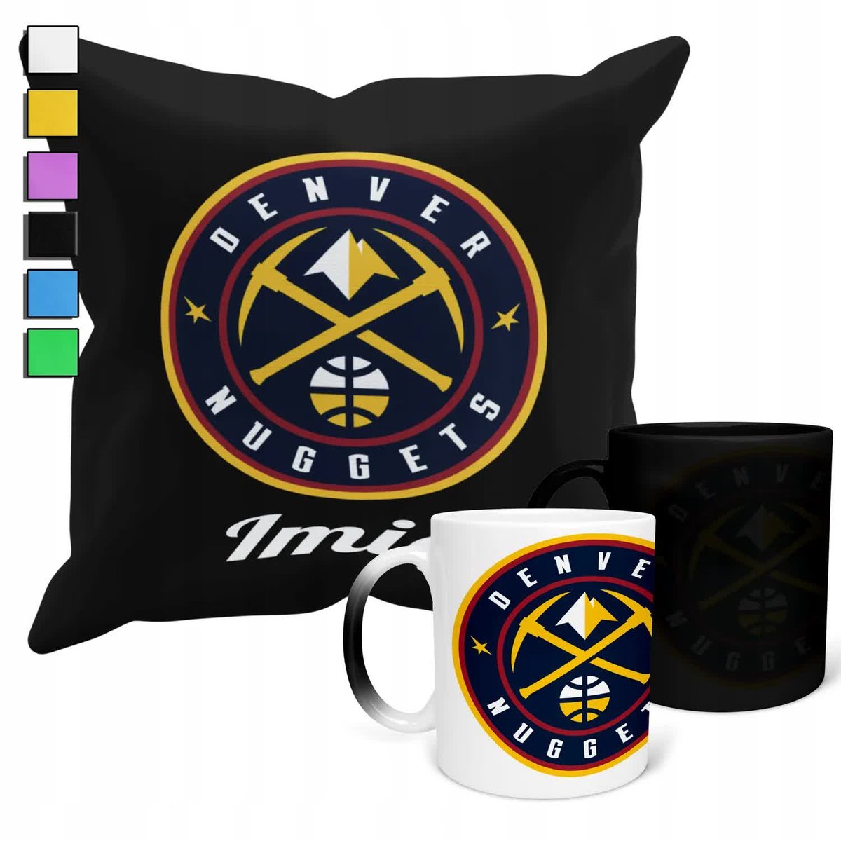 ZESTAW KUBEK MAGICZNY + POSZEWKA Z PODUSZKĄ- NBA DENVER NUGGETS + IMIĘ
