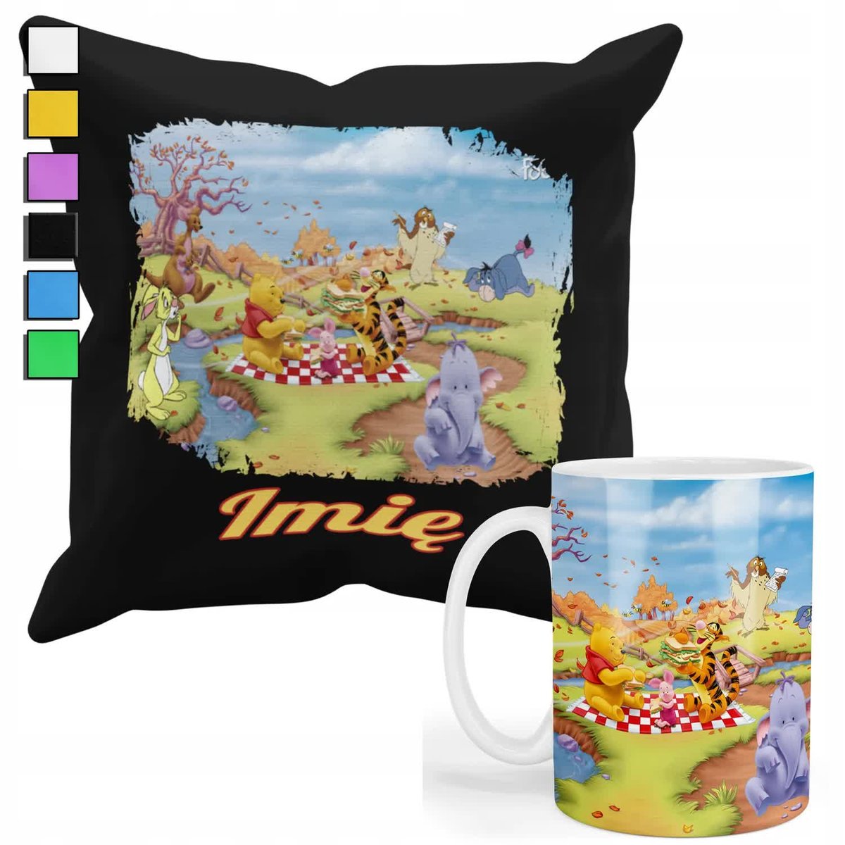 ZESTAW KUBEK + POSZEWKA Z NADRUKIEM-DLA FANA KUBUŚ PUCHATEK PREZENT +IMIĘ