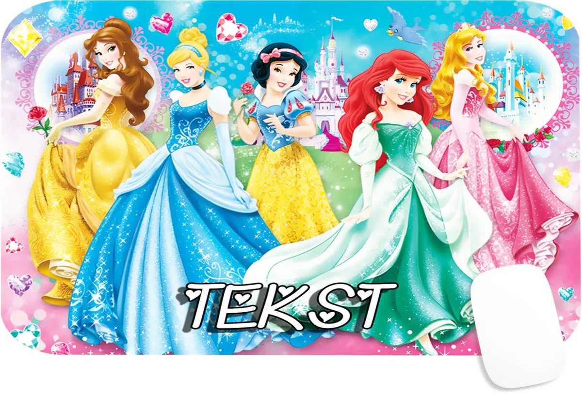 PODKŁADKA POD MYSZKĘ Z NADRUKIEM KSIĘŻNICZKI BAJKI WZORY-TEKST -29X36