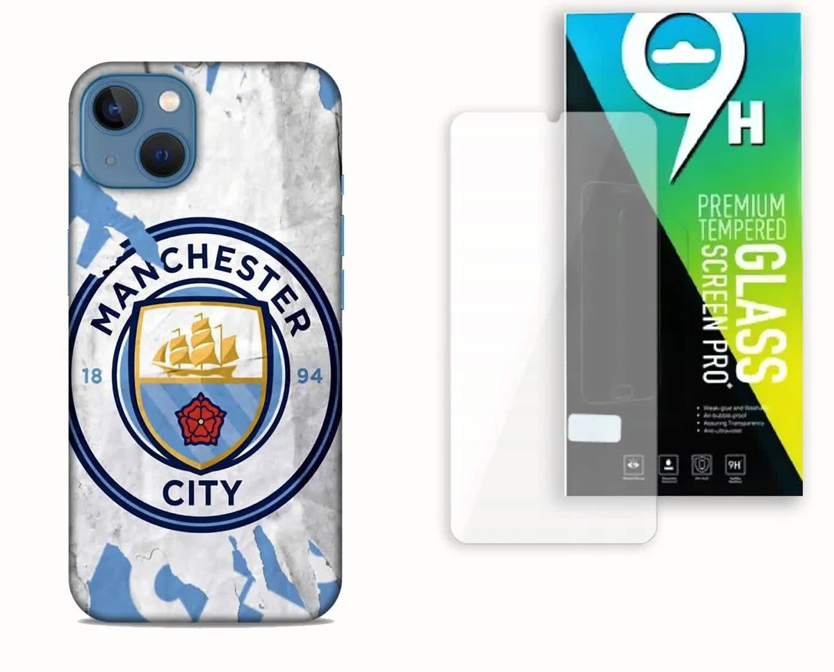 ETUI CASE DO APPLE IPHONE 13 + SZKŁO HARTOWANE- WZÓR MANCHESTER CITY KLUBY