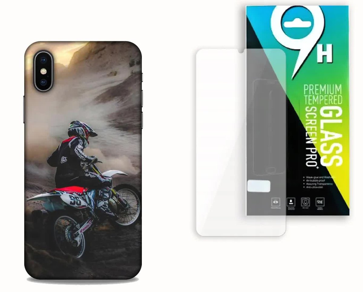 ETUI CASE DO APPLE IPHONE X / XS + SZKŁO HARTOWANE- WZÓR MOTORY CROSS ŻUŻEL
