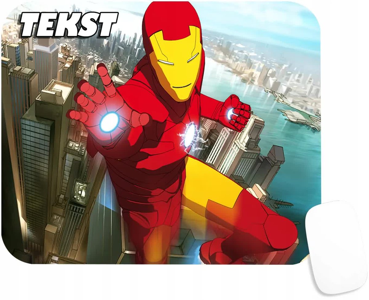 PODKŁADKA POD MYSZKĘ Z IRON MAN MARVEL AVENGERS PREZENT -TEKST -20X24