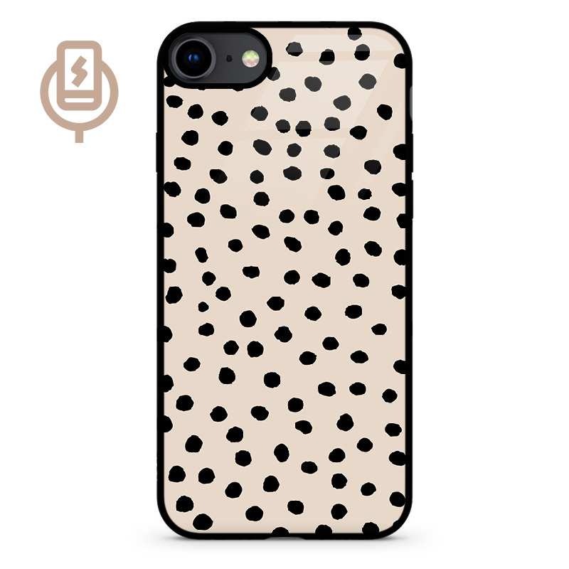 Kropki dot beż - iPhone 16e Etui szklane flexible indukcyjne