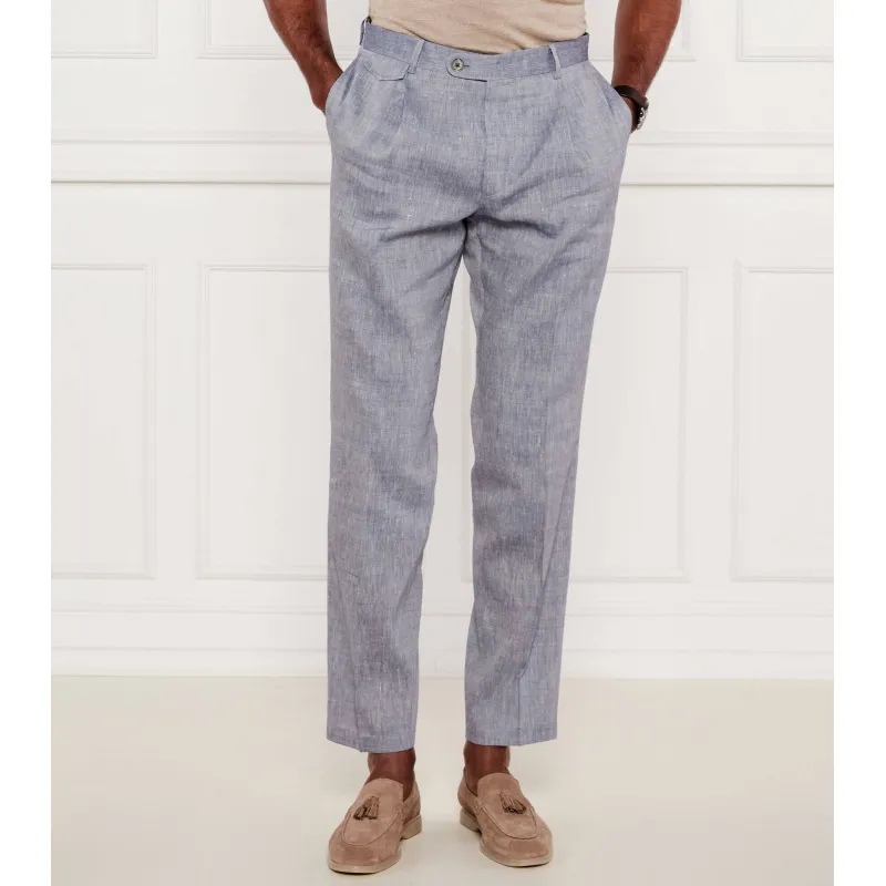 Windsor Lniane spodnie chino Silvi Shaped fit z dodatkiem wełny