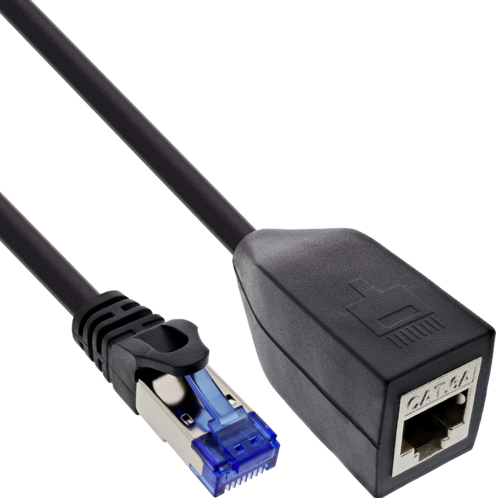 InLine InLine® RJ45 Break-Away interface protection Cat.6A S/FTP, RJ45 male/female, black, 0.2m 69990F