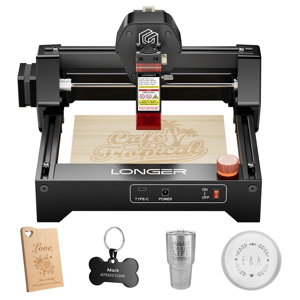 LONGER RAY5 Mini 3 5W Laser Engraver 0 04mm Precision 12 000mm/min Speed for Wood/ Acrylic/ Leather/ Metal 130*140mm - EU P