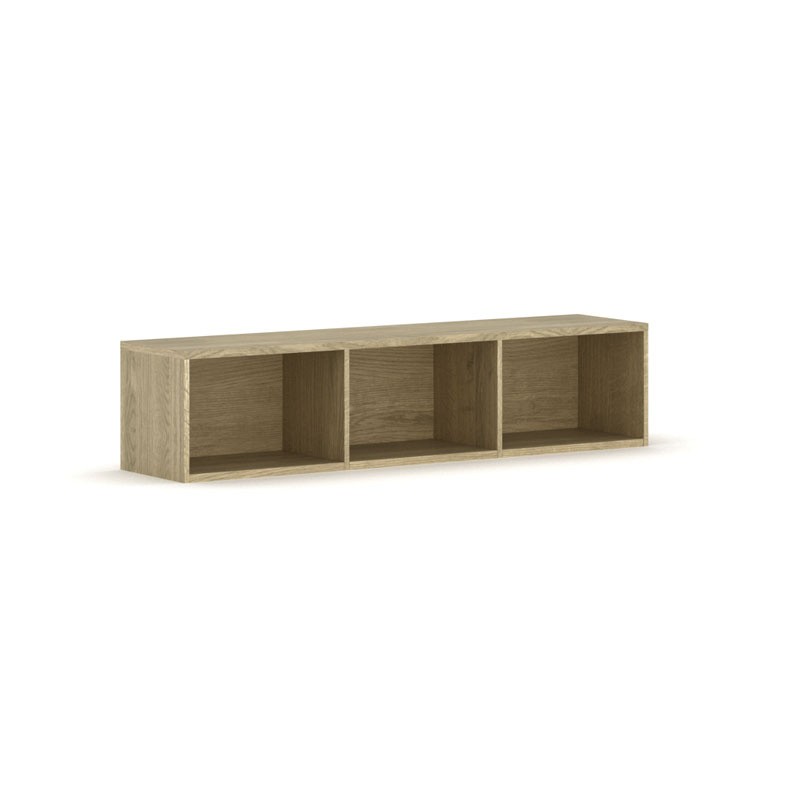 Biblioteka INTEGRO z półkami, niższa, 465 x 1750 x 400 mm, 3 półki, dąb naturalny