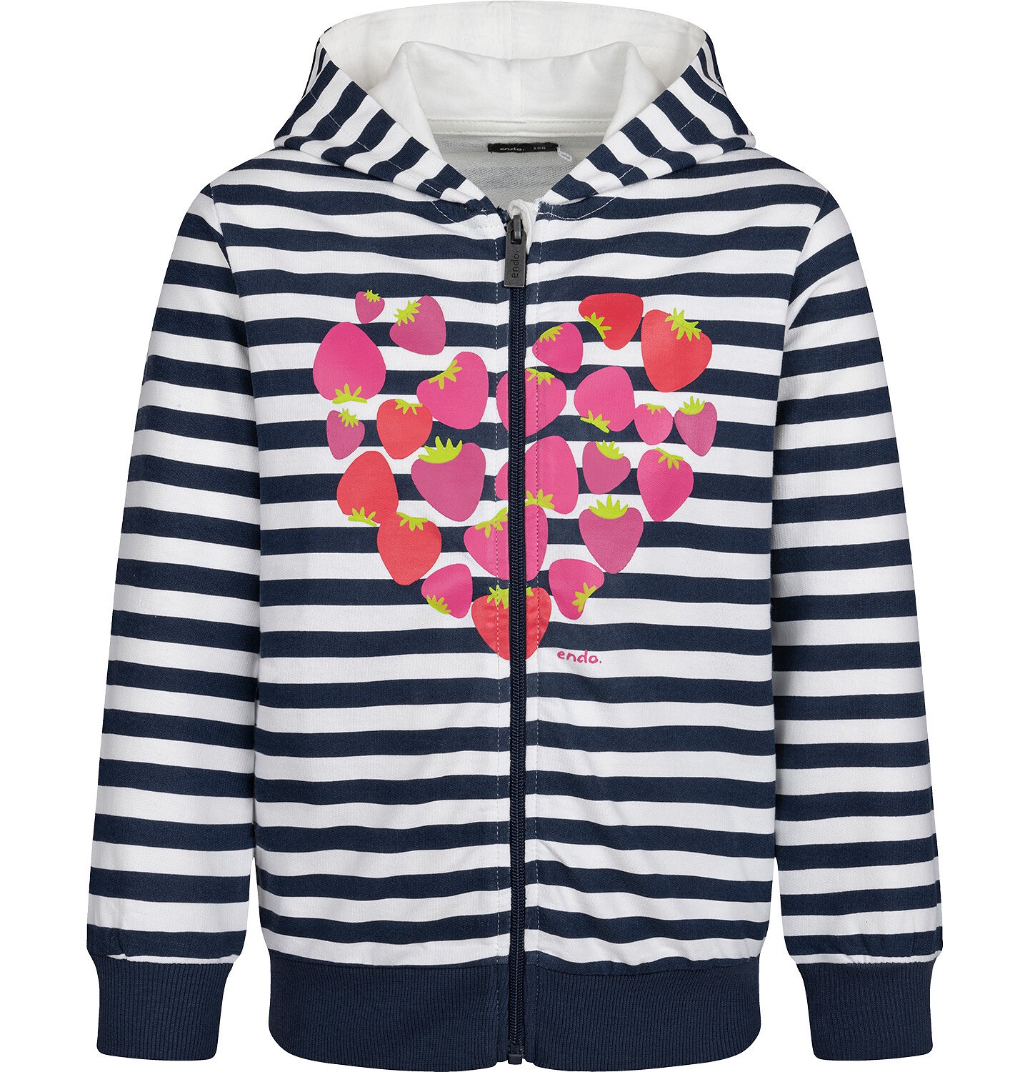 Rozpinana bluza z kapturem dla dziewczynki, z sercem, w paski 3-8 lat