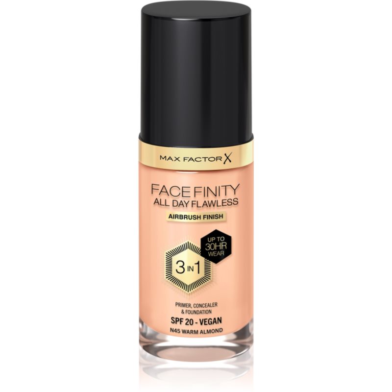 Max Factor - Facefinity - All Day Flawless 3in1 - Podkład do twarzy z SPF20 - 30 ml - N45 WARM ALMOND