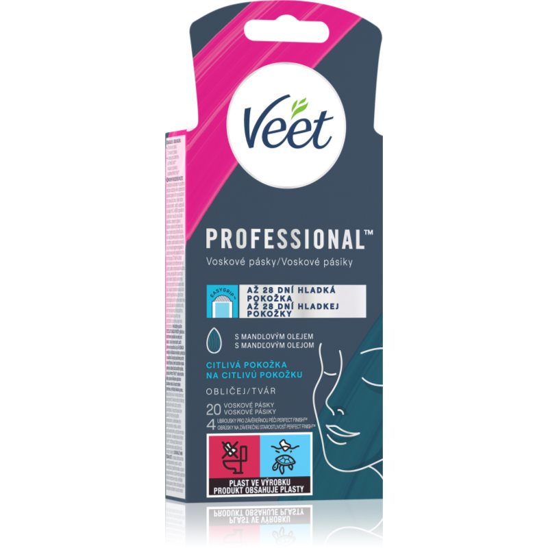 Veet Easy-Gelwax, plastry z woskiem do depilacji twarzy, 20 szt.