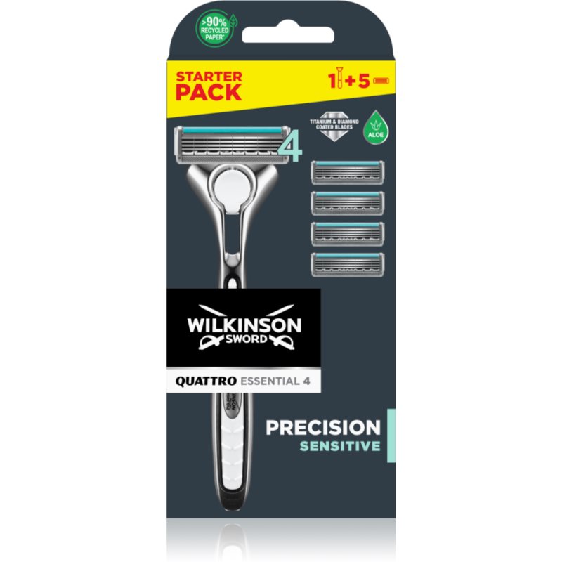 Wilkinson Sword Sword Quattro Titanium Sensitive maszynka do golenia zapasowe ostrza 4 szt