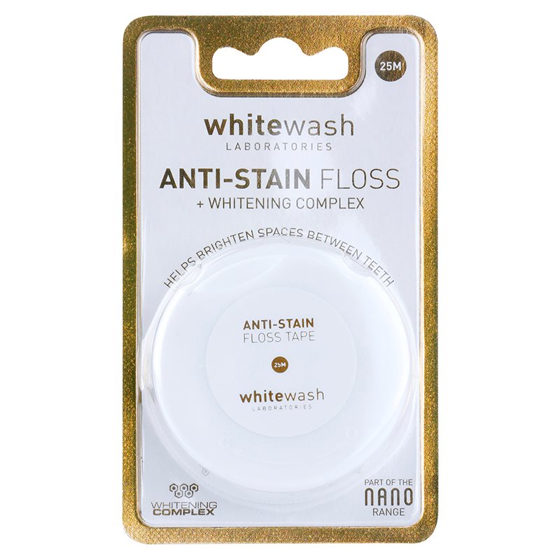 WhiteWash Nano Anti-Stain - Wybielająca nić dentystyczna z kompleksem Whitening,  25 m Nic000018