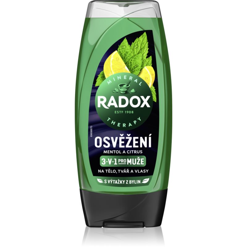 Radox Refreshment Menthol And Citrus 3-in-1 Shower Gel Żel pod prysznic dla mężczyzn 225 ml
