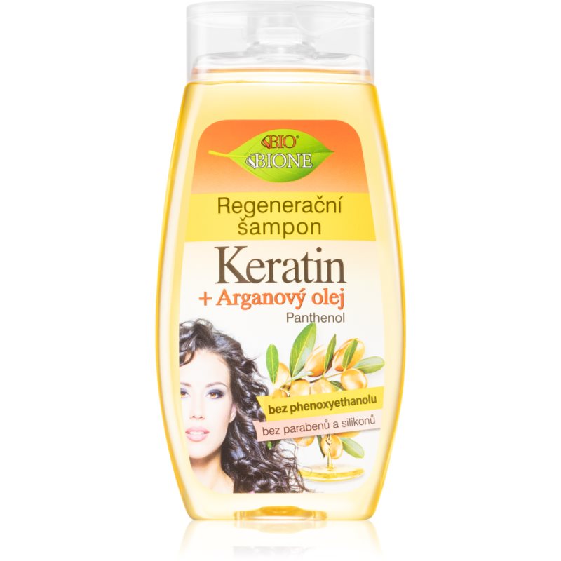 Bione Cosmetics Keratin Argan szampon regenerujący do nabłyszczania i zmiękczania włosów 260 ml