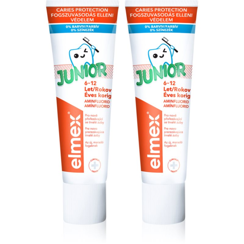 A&D PHARMA POLAND SP.Z O.O. Elmex Junior pasta do zebów z aminofluorkiem dla dzieci 6-12 lat 2x 75 ml + kosmetyczka strunowa GRATIS! 7054769