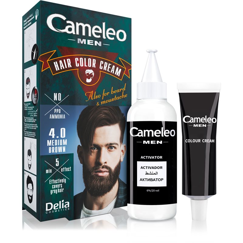 DELIA Cosmetics Cosmetics Cameleo Men Hair Colour Cream M) farba do włosów 4.0 Medium Brown 30ml