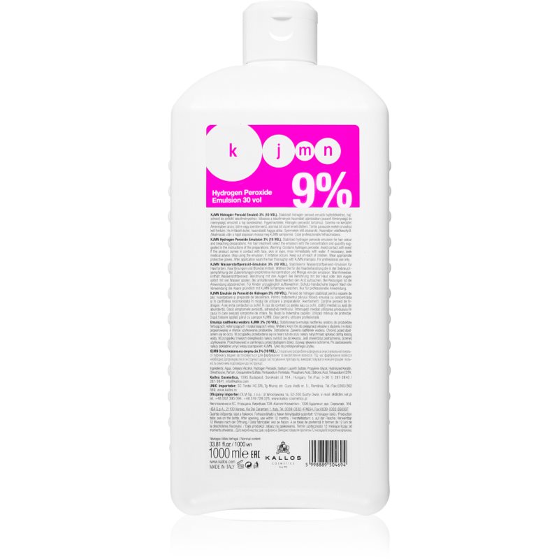 Kallos Cosmetics KJMN Hydrogen Peroxide Emulsion 9% farba do włosów 1000 ml dla kobiet