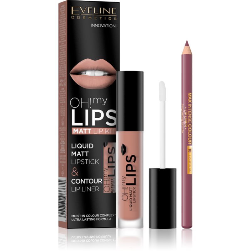 Eveline OH! My Lips, pomadka w płynie + konturówka 08 Lovely Rose