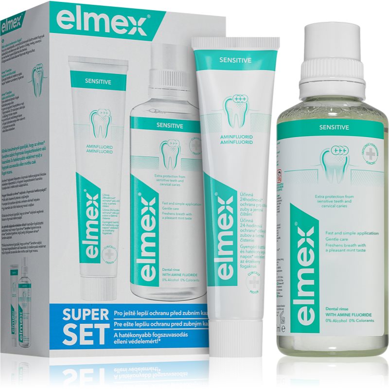 Elmex Zestaw w kasecie Sensitive płyn do płukania ust 400 ml + pasta do zębów 75 ml
