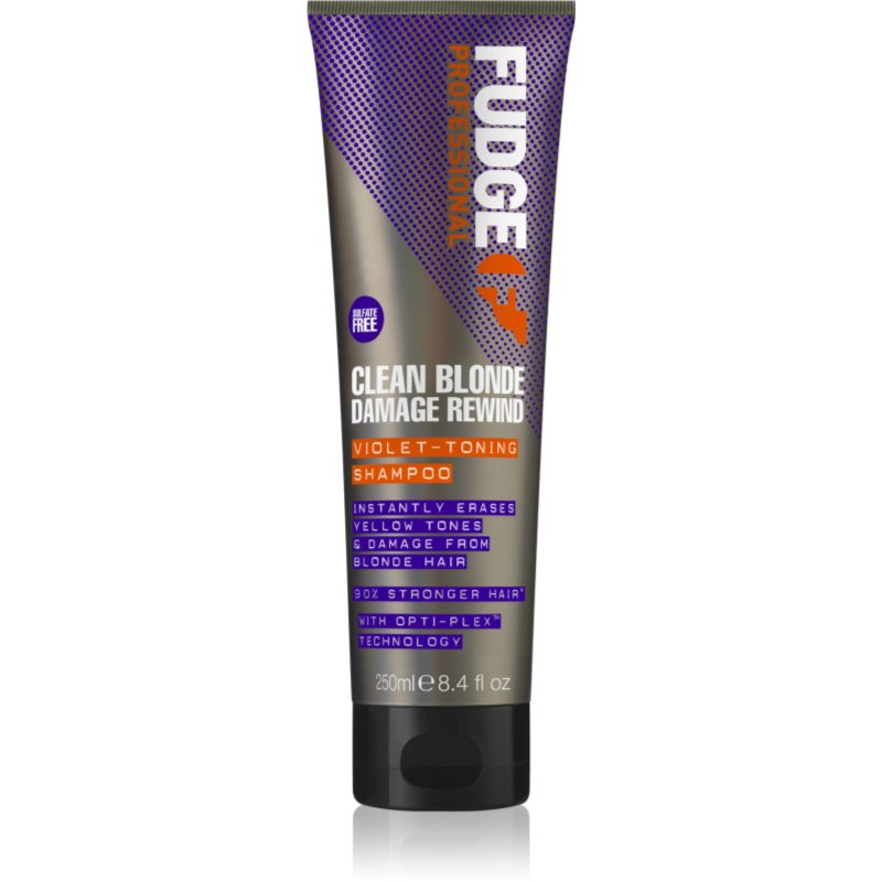 Fudge Clean Blonde Damage Rewind Violet Toning szampon 250 ml, Erases Yellow tones, Sulfate free, Paraben free, 2018 New Packaging
