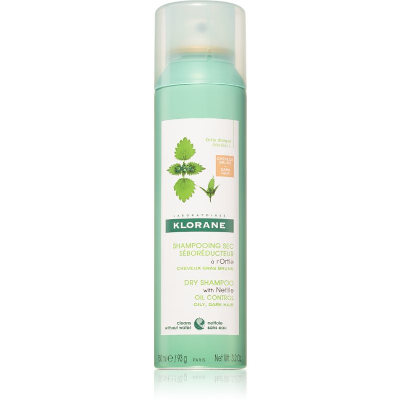 KLORANE Seboregulujący suchy szampon z pigmentem, pokrzywą i witaminą E, 150 ml