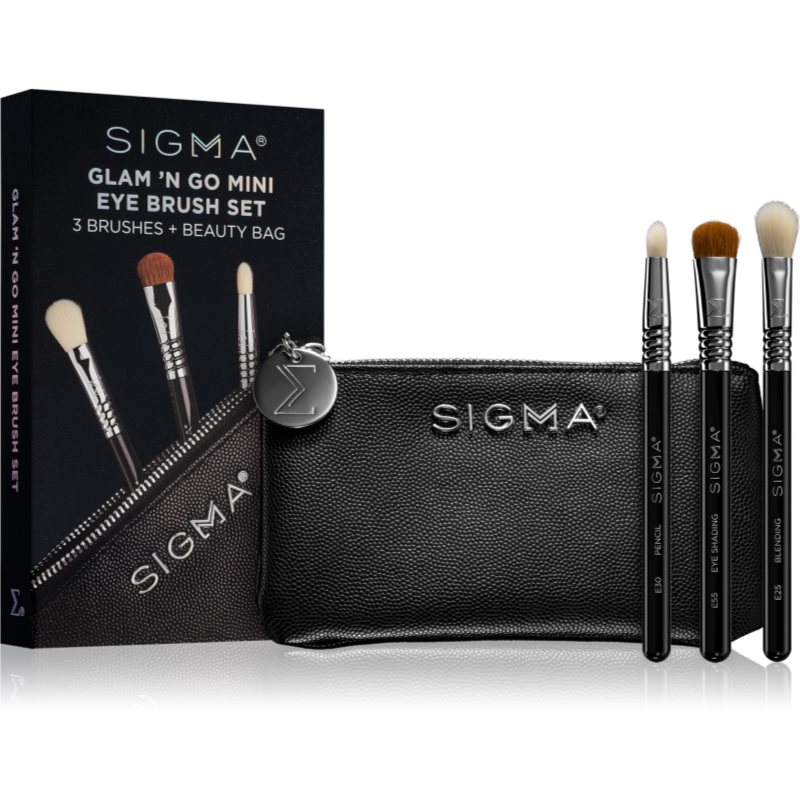 Sigma GLAM ''N GO MINI EYE BRUSH SET - Zestaw 3 MINI pędzli do makijażu oka + kosmetyczka
