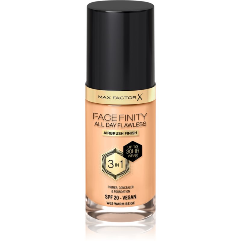 Max Factor, Facefinity All Day Flawless, Trwały Podkład Spf 20 Odcień 62 Warm Beige, 30ml