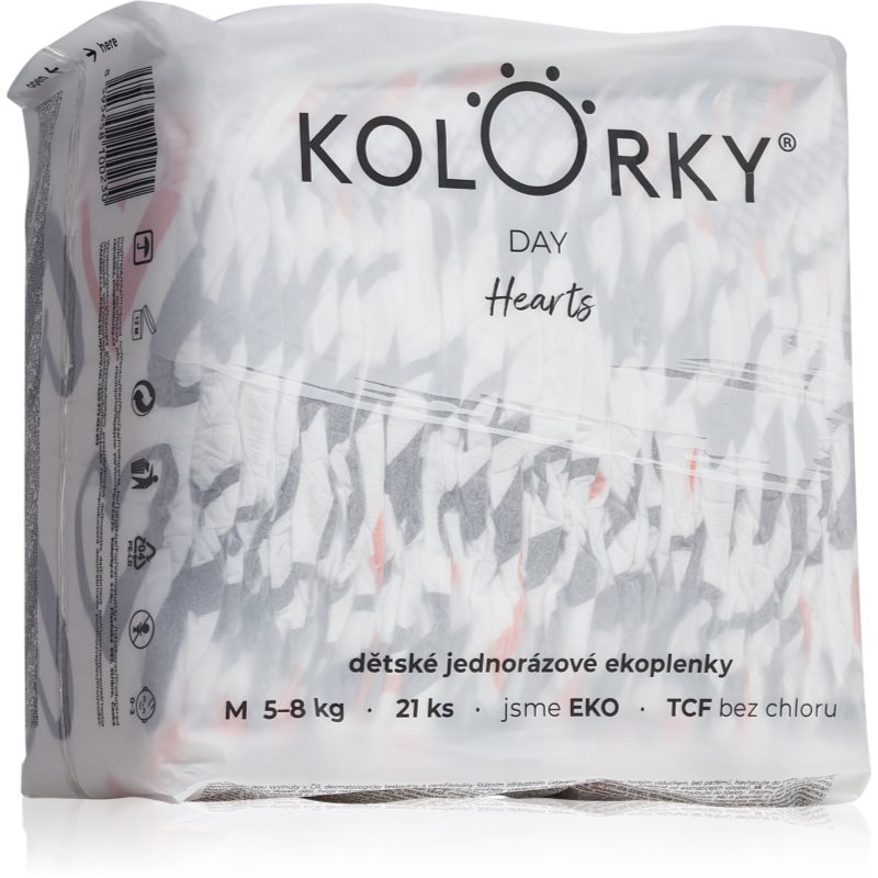 Kolorky Day Hearts jednorazowe pieluszki EKO rozmiar M 5-8 Kg 21 szt.