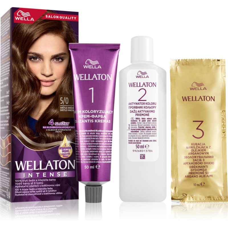 Wella WELLATON kremowy kolor włosów Cień 5/0 Light Brown)