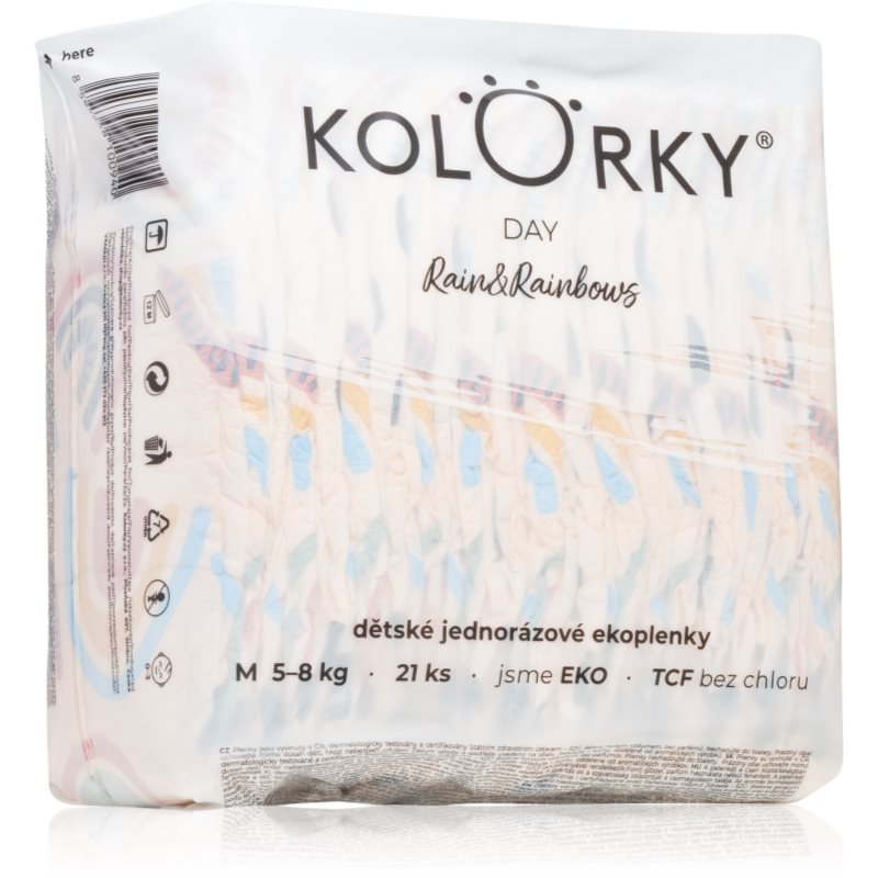 Kolorky Day Rain&Rainbow jednorazowe pieluszki EKO rozmiar M 5-8 Kg 21 szt.