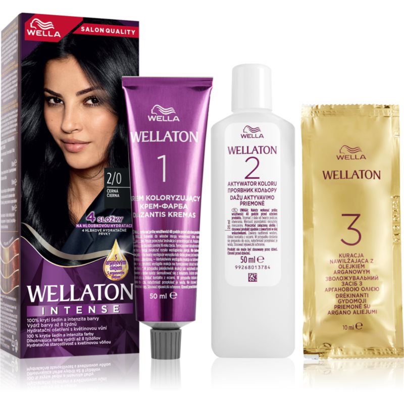 Wella WELLATON kremowy kolor włosów Cień 2/0 Black)