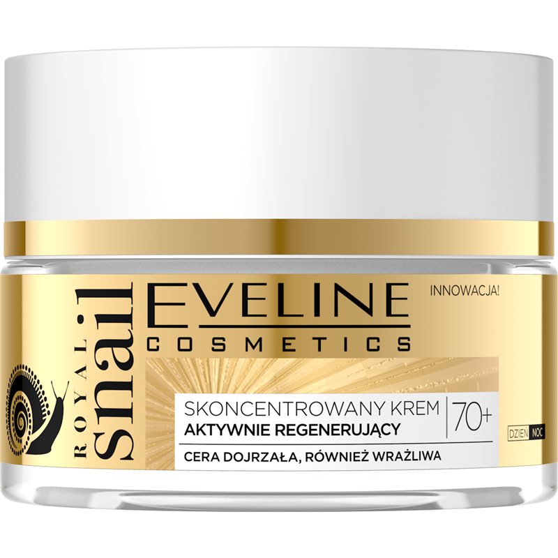 Eveline Royal Snail 70+ Aktywnie regenerujący skoncentrowany krem do twarzy na dzień i noc 50 ml