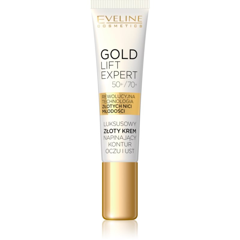 Eveline Gold Lift Expert 50+ 70+ 15 ml Luksusowy złoty krem napinający kontur oczu i ust Evelin