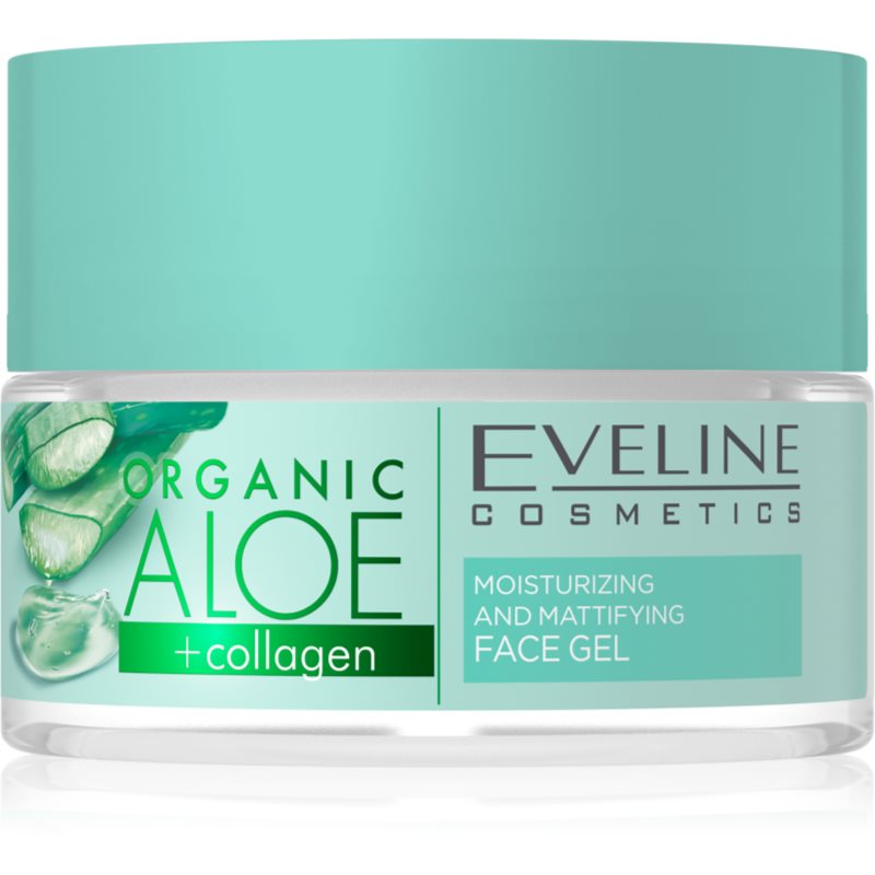 Eveline COSMETICS Organic Aloe + Collagen Nawilżająco-matujący żel do twarzy, 50 ml