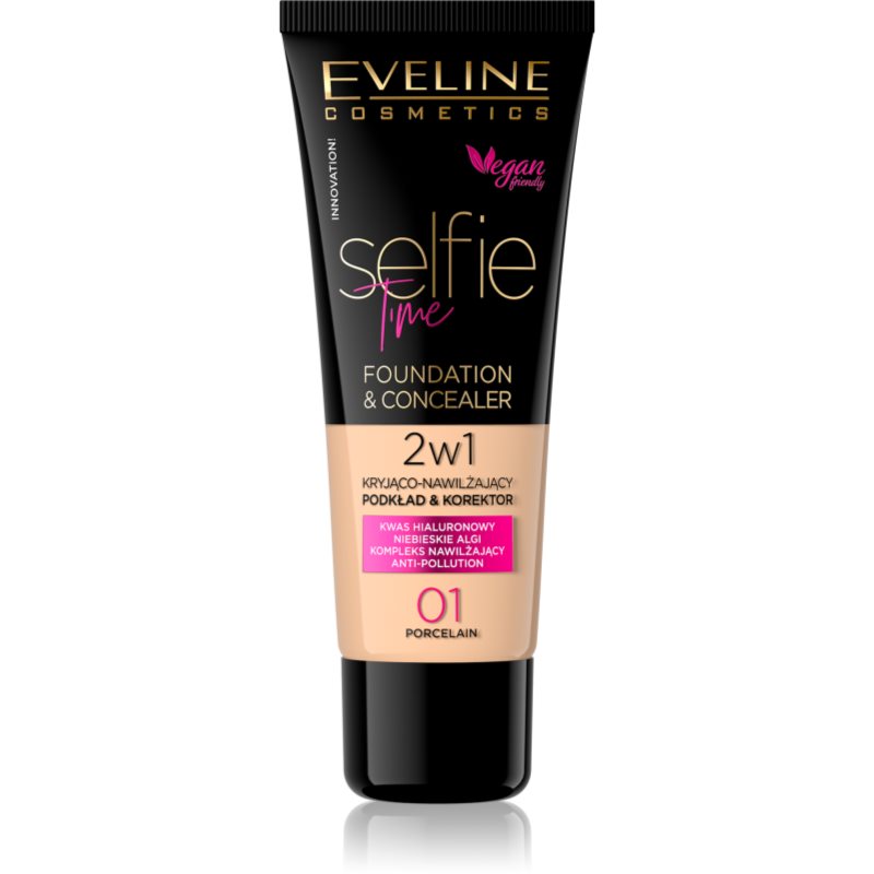 Eveline Selfie Time Kryjąco-nawilżający podkład i korektor 01 Porcelain 30ml 46582-uniw
