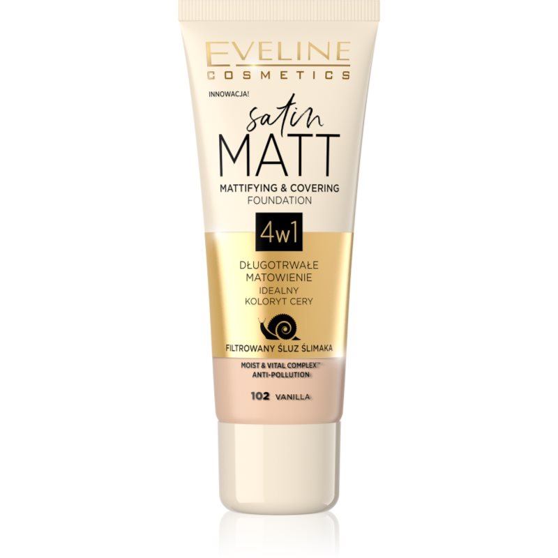 Eveline Satin Matt podkład 4w1104 102 Vanilla 30ml