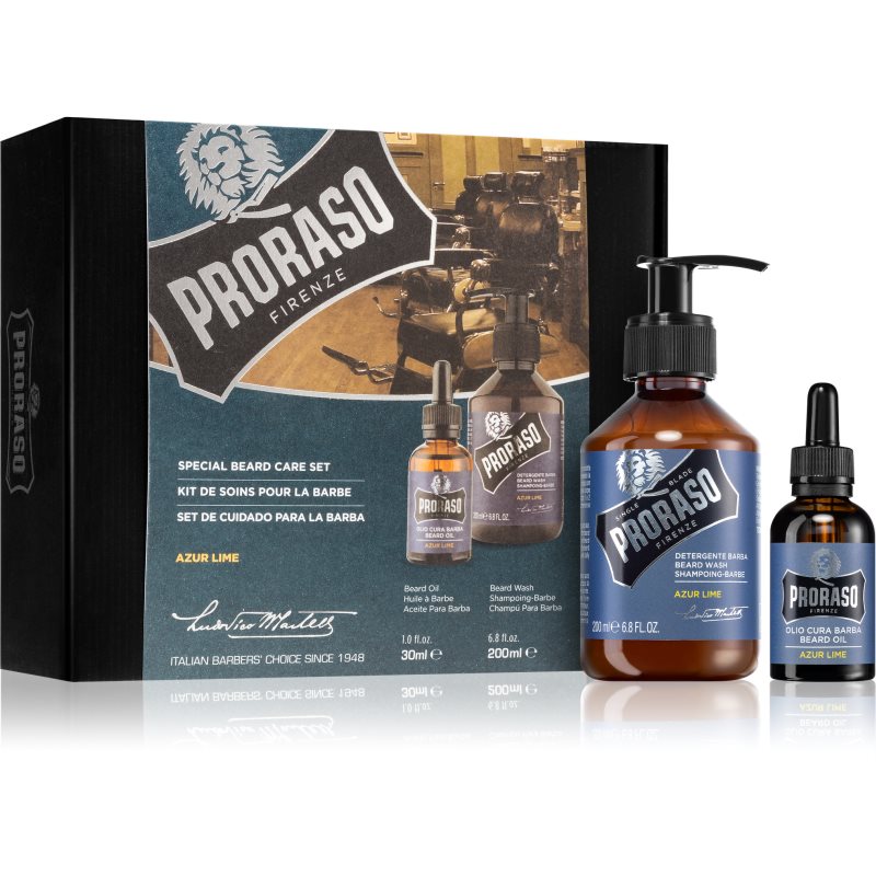Proraso Proraso PRORASO Azur Lime Special Beard Care Set Szampon do włosów 200ml zestaw upominkowy 124323