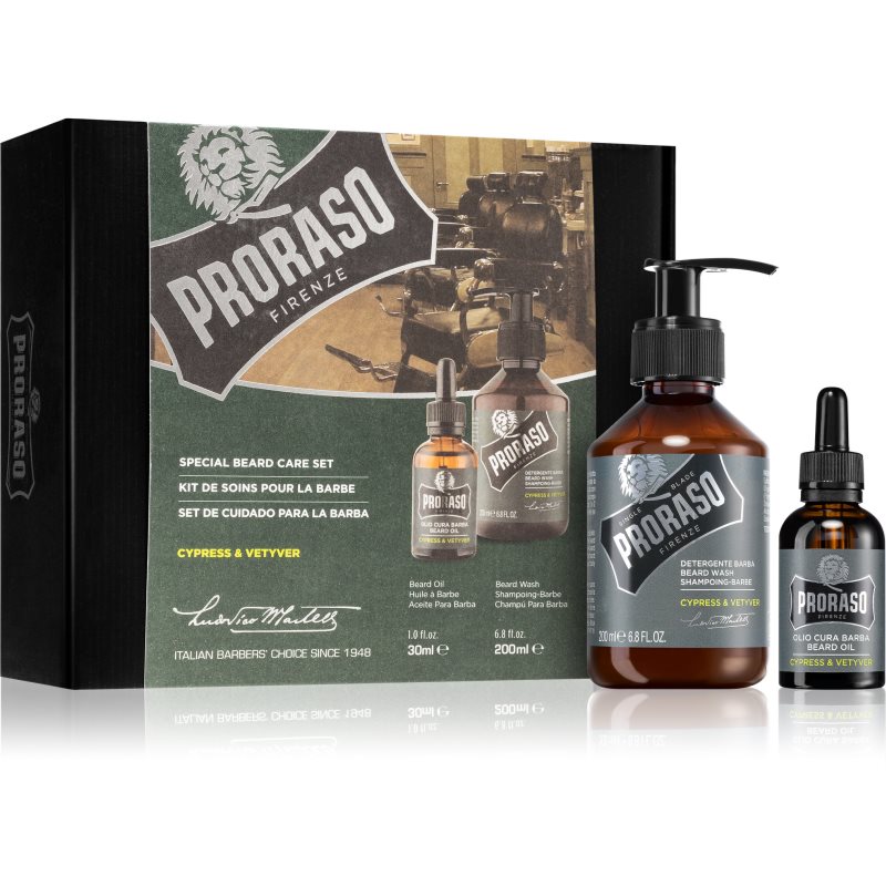 Proraso Proraso PRORASO Cypress & Vetyver Special Beard Care Set Szampon do włosów 200ml zestaw upominkowy 124321