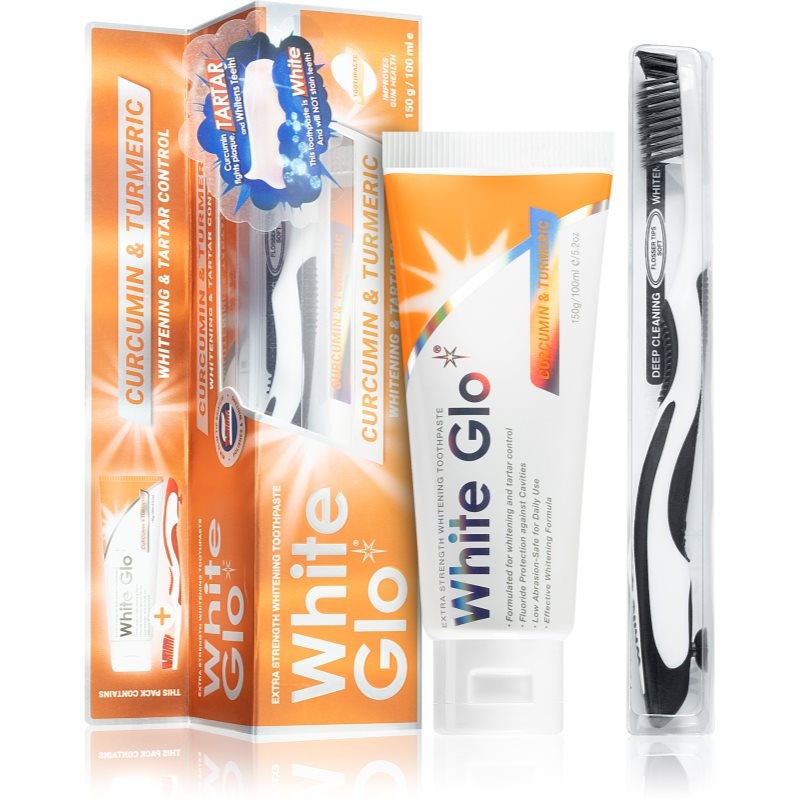White Glo WHITE GLO_SET Curcumin&Turmeric Whitening Tootphaste wybielająca pasta do zębów 150g/100ml + szczoteczka 9319871001452