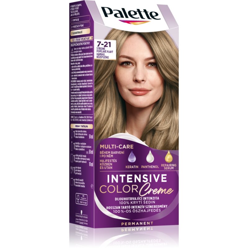 Schwarzkopf Palette Intensive Color Creme Krem koloryzujący nr 7-21 popielaty średni blond 1op