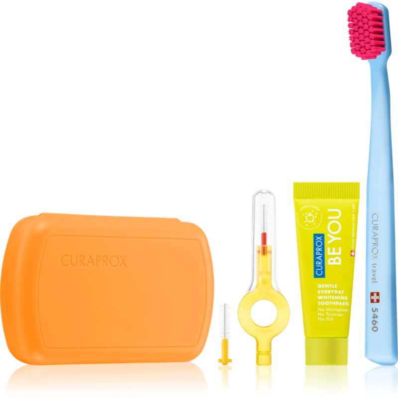 Curaprox zestaw turystyczny TRAVEL SET NEW z pastą Be You o smaku moreli i brzoskwini (kolor pomarańczowy)